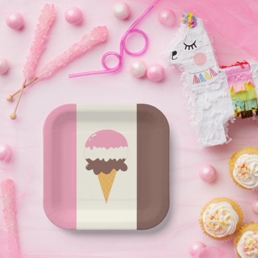 Neapolitan Ice Creme Cone Pappteller (Party)