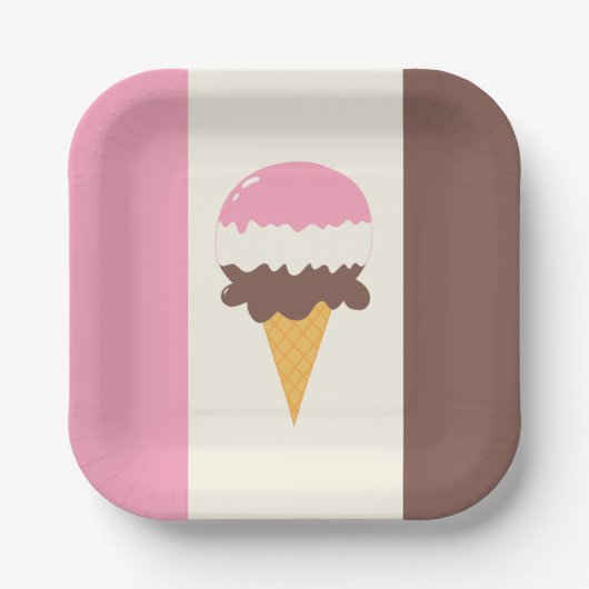 Neapolitan Ice Creme Cone Pappteller (Vorderseite)