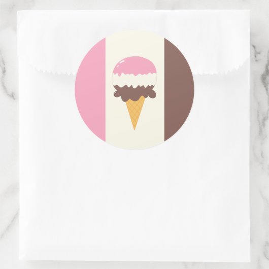 Neapolitan Ice Creme Cone Runder Aufkleber (Tasche)