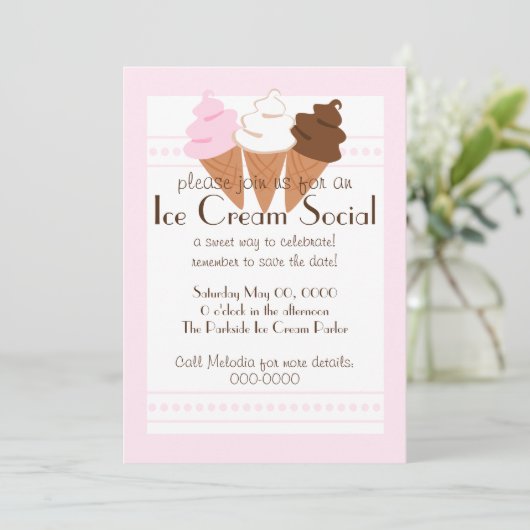 Neapolitan Ice Creme Tro Save The Date (Stehend Vorderseite)