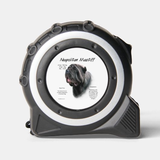 Neapolitan Mastiff (blk) Geschichtsdesign Maßband (Vorderseite)