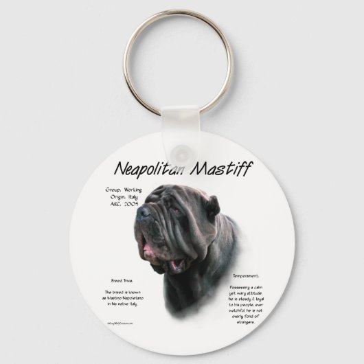 Neapolitan Mastiff (blk) Geschichtsdesign Schlüsselanhänger (Rückseite)