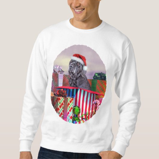 Neapolitan Mastiff Christmas Blue Sweatshirt (Vorderseite)