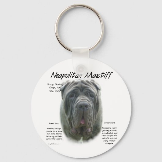 Neapolitan Mastiff (grau) Geschichtsdesign Schlüsselanhänger (Vorderseite)