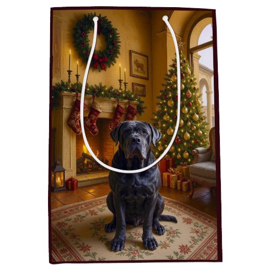 Neapolitan Mastiff Holiday Mittlere Geschenktüte (Vorderseite)