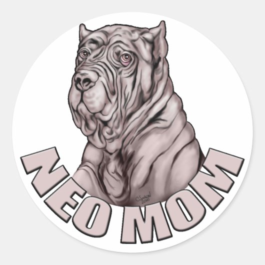 Neapolitan Mastiff Mama Black Runder Aufkleber (Vorderseite)