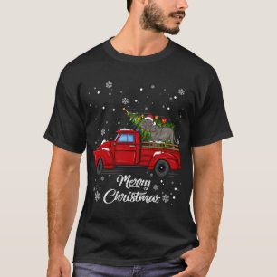 Neapolitan Mastiff Riding Red Truck Merry Xmas Tre T-Shirt