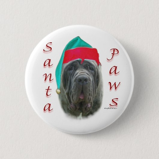 Neapolitan Mastiff Santa Paws Button (Vorderseite)