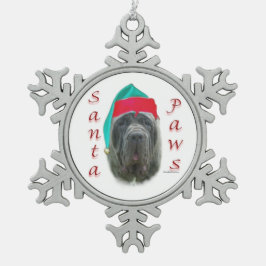 Neapolitan Mastiff Santa Paws Schneeflocken Zinn-Ornament