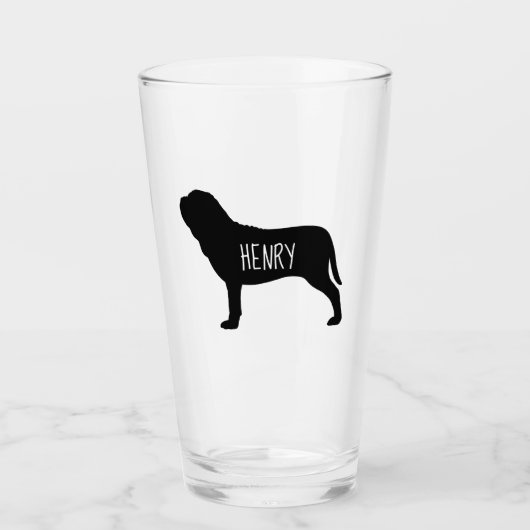 Neapolitan Mastiff Silhouette Neo Dog Personalisie Glas (Vorderseite)