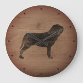 Neapolitan Mastiff Silhouette Rustikal Große Wanduhr (Vorderseite)