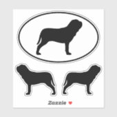 Neapolitan Mastiff Silhouetten Vinyl Sticker Set (Blatt)