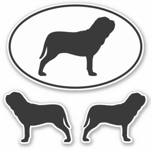 Neapolitan Mastiff Silhouetten Vinyl Sticker Set (Vorderseite)