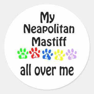 Neapolitan Mastiff Walks Design Runder Aufkleber