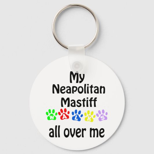 Neapolitan Mastiff Walks Design Schlüsselanhänger (Vorderseite)