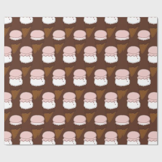Neapolitan Stitched Ice Cream Cones 3-GIFT WRAP Geschenkpapier (Flach)