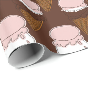 Neapolitan Stitched Ice Cream Cones 3-GIFT WRAP Geschenkpapier