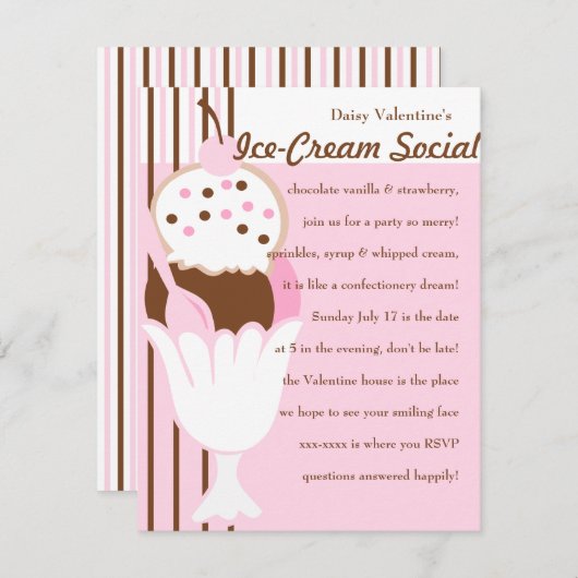 Neapolitan Sundae Einladung (Vorne/Hinten)