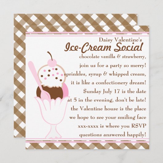 Neapolitan Sundae Einladung (Vorne/Hinten)