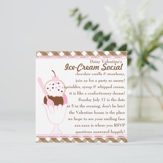 Neapolitan Sundae Einladung (Stehend Vorderseite)