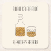 Neat Celebration Whiskey Birthday Party Rechteckiger Pappuntersetzer (Vorderseite)