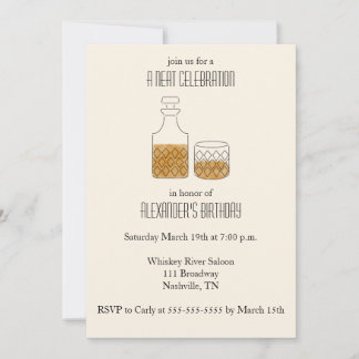 Neat Celebration Whiskey Geburtstagsparty Einladun Einladung