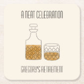 Neat Celebration Whiskey Retirement Party Rechteckiger Pappuntersetzer (Vorderseite)