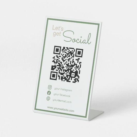 Neatalis grüner QR-Code scanne mich Social Media Sockelschild (Vorderseite)