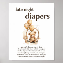 Neate Night Diapers Gender Neutral Baby Shower Gam Poster