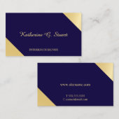 Neavy Blue und Gold Elegant Geometric Visitenkarte (Vorne/Hinten)