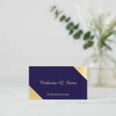 Neavy Blue und Gold Elegant Geometric Visitenkarte (Stehend Vorderseite)