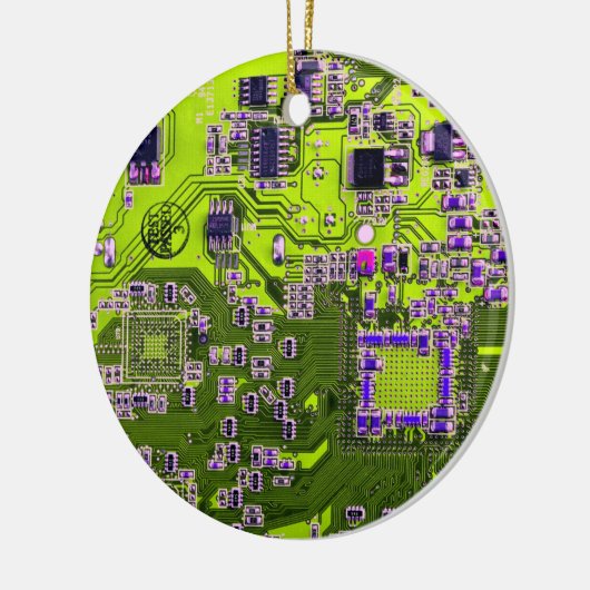 Nebel an der Netzplatine des Computergeek Keramik Ornament (Links)