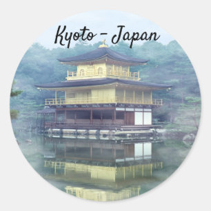 Nebel auf dem goldenen Pavillon Runder Aufkleber