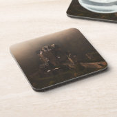 Nebel Burg Eltz Schlosses morgens Getränkeuntersetzer (Linke Seite)