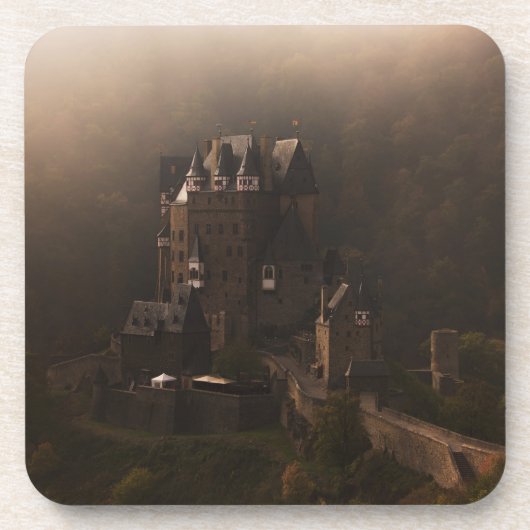 Nebel Burg Eltz Schlosses morgens Getränkeuntersetzer (Vorderseite)