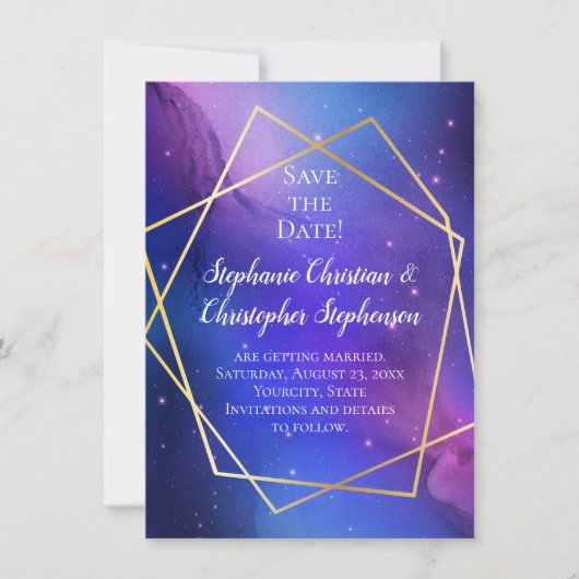 Nebel Celestial Geometric Save the Date Einladung (Vorderseite)