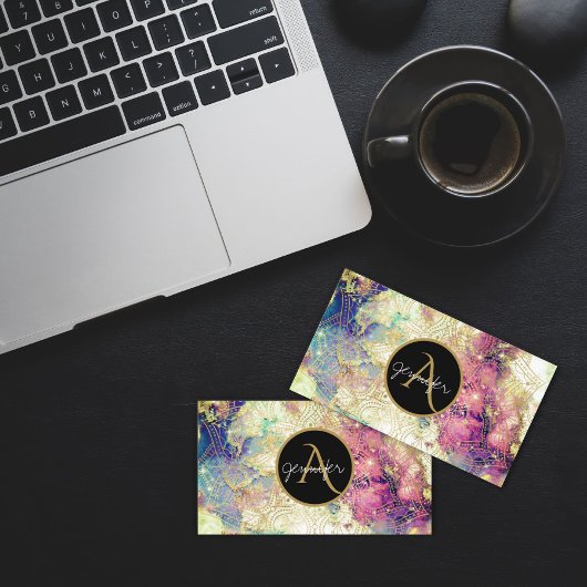 Nebel der Wasserfarbe Gold Mandala Moderne Visitenkarte