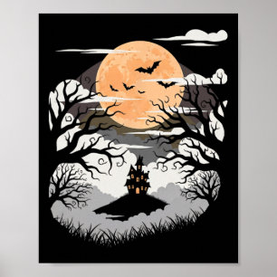 Nebel Dunkelheit Tücke Vintage-Halloween-Szene - S Poster