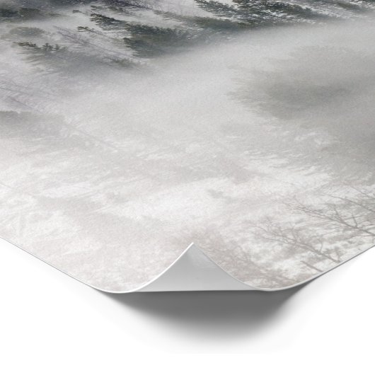 Nebel durch die Bäume rollen Poster (Ecke)