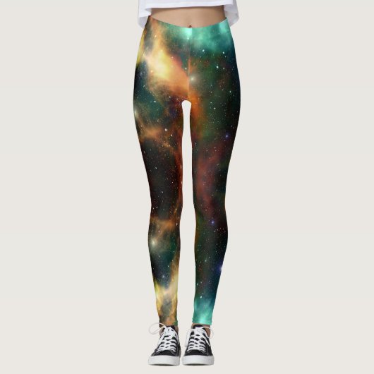 Nebel goldblaue Gymnastik Aktiver Verschleiß Leggings (Vorderseite)