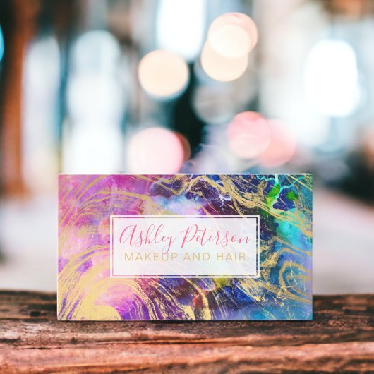 Nebel-Goldmarmor-Haarschminktypografie Visitenkarte