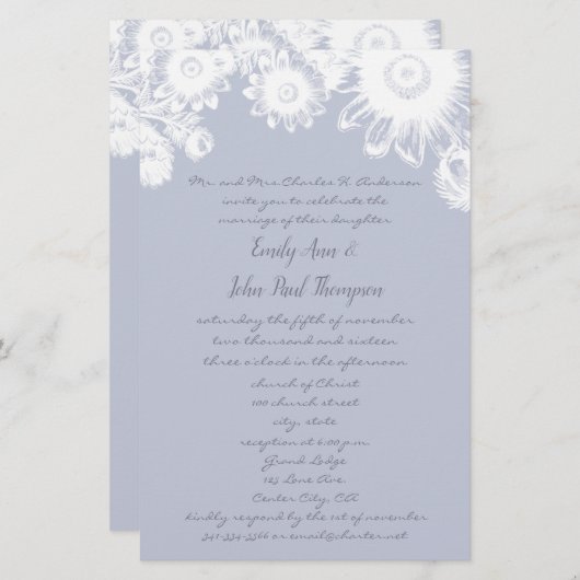 Nebel Gray Vintag Floral Wedding (Vorne/Hinten)