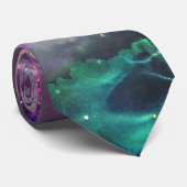 Nebel im Weltraum, rosa, goldgrüne Sterne Alkohol  Krawatte (Gerollt)