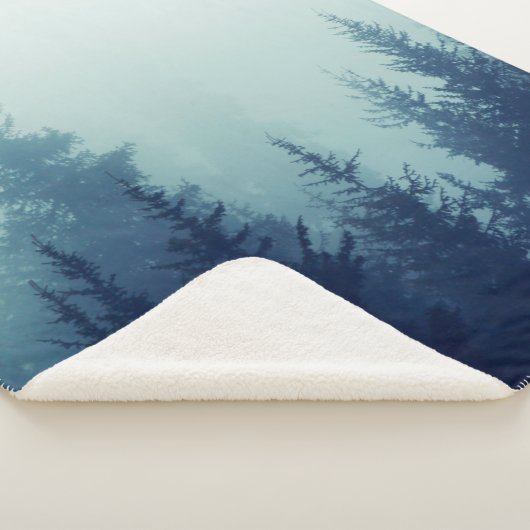 Nebel in Pinienwald auf den Berghängen. Farbe Sherpadecke (3/4)