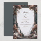 Nebel-Kiefernhochzeit Einladung (Vorne/Hinten)