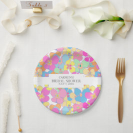 Nebel Retro Blumenrosa farbiges Brautparty Pappteller