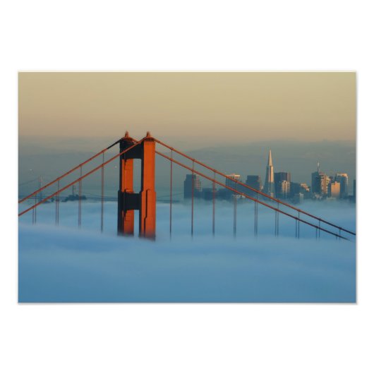 Nebel rollt durch die Bucht von San Francisco Fotodruck (Vorne)