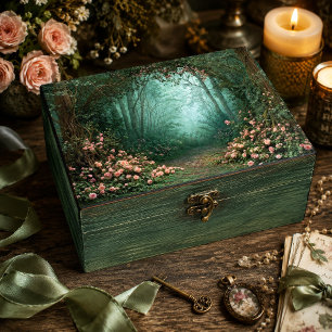 Nebel Teal Wald Rosa Rosen Stein Weg Decoupage Seidenpapier