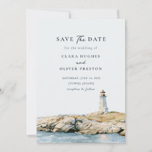 Nebel über dem Meer in Slate Navy Serif Küstenleuc Save The Date
