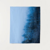 Nebel über schneebedeckten Wald am See Bohinj, Slo Wandteppich (Vorderseite)